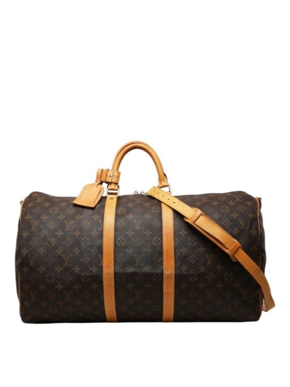 Louis Vuitton Monogram Keepall Bandouliere 55 Boston Bag 2-Way Brown Leather